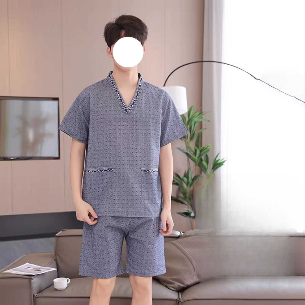 사우나 찜질복 찜질방 전용 부드러운 면 홈웨어 황토 그레이 남성 (M-3XL) - 상품 이미지