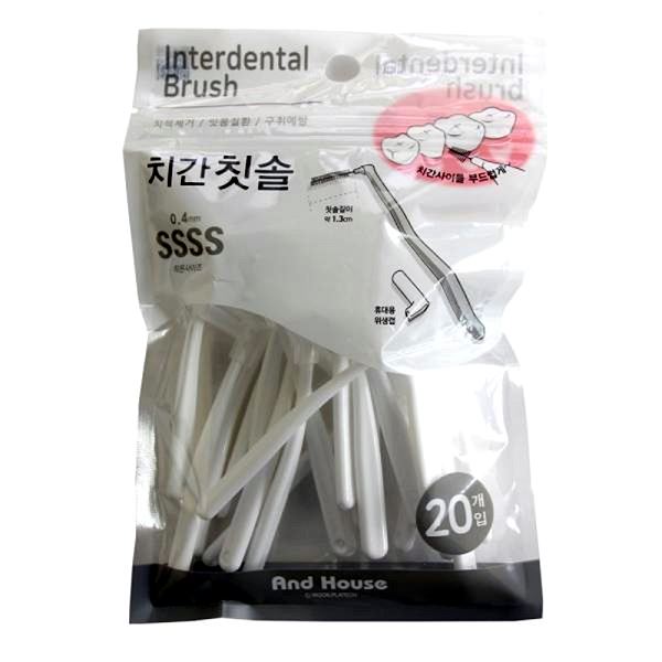 치간칫솔 SSSS L형 0.4mm 20p 굵기 덴탈 치태 예방 칫솔 구취 치석제거 - 상품 이미지