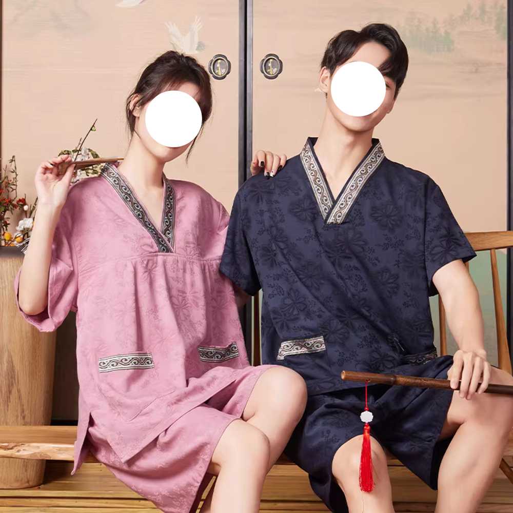 홈사우나 찜질복 땀순환 편안한 실내 휴식복 마사지 핑크 여성 반팔(XL-4XL) - 상세 이미지 2
