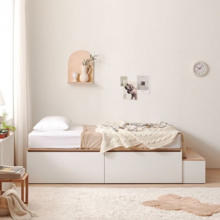 가구산책 대용량 높은수납침대S 빅서랍 SET+독립봉합 매트리스 DN7111 - 메인 이미지