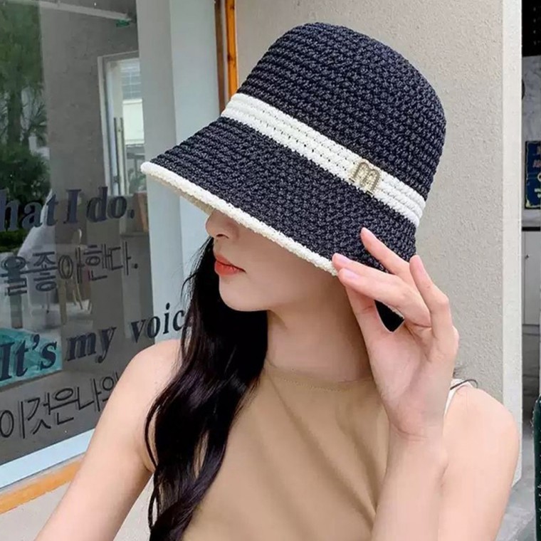M라탄 버킷햇 썬캡 밀짚모자 선캡 휴대용모자 - 상품 이미지