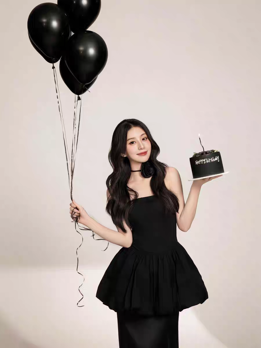 블랙 튜브탑 웨딩 투피스 드레스 화보촬영 스냅 촬영용 플라워 초커 포함 - 상세 이미지 2