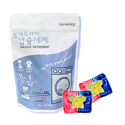 빨래드라이 캡슐세제 캡슐형 (15g x 30개입) 일반/드럼 겸용 1셋트 - 상품 이미지