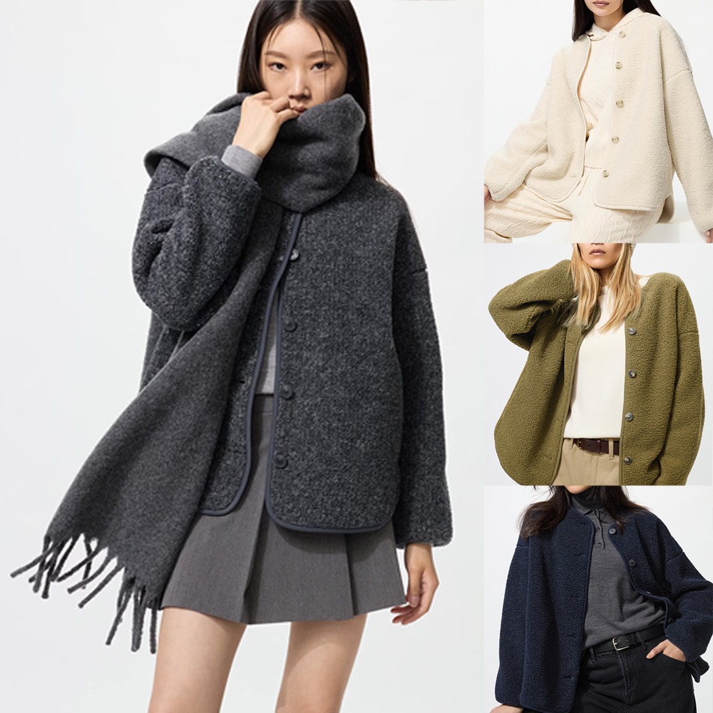 유니클로 보아 릴랙스 가디건 남녀공용 노카라 후리스 플리스 뽀글이 아우터 5컬러