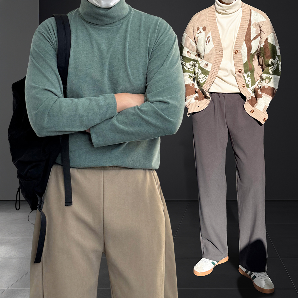 1+1 남자목폴라티 기모 남자목티 - 상품 이미지