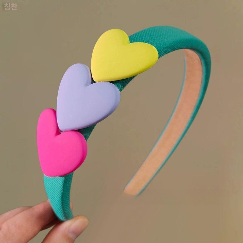 레인보우 하트 컬러 스펀지 헤어 악세사리 블랙 - 상세 이미지 4