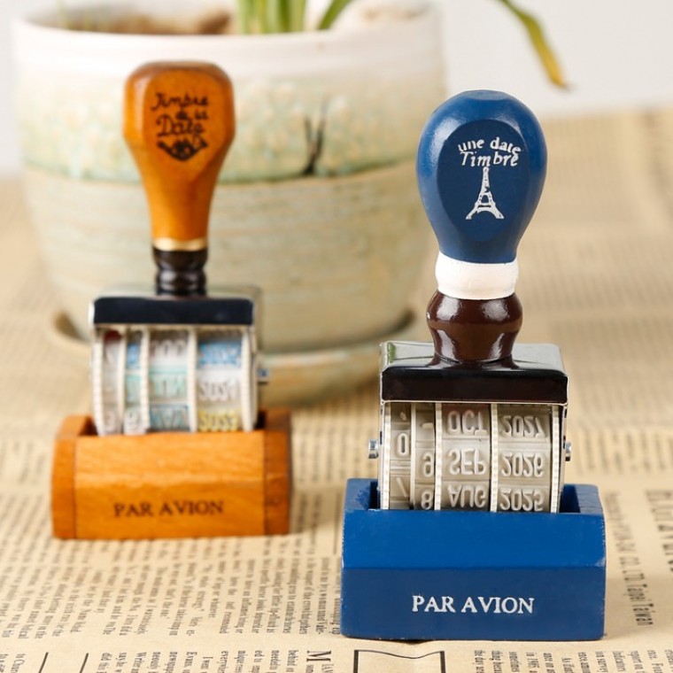 빈티지 우드 연월일 도장 스탬프 나무 날짜 요일 다꾸 - 메인 이미지