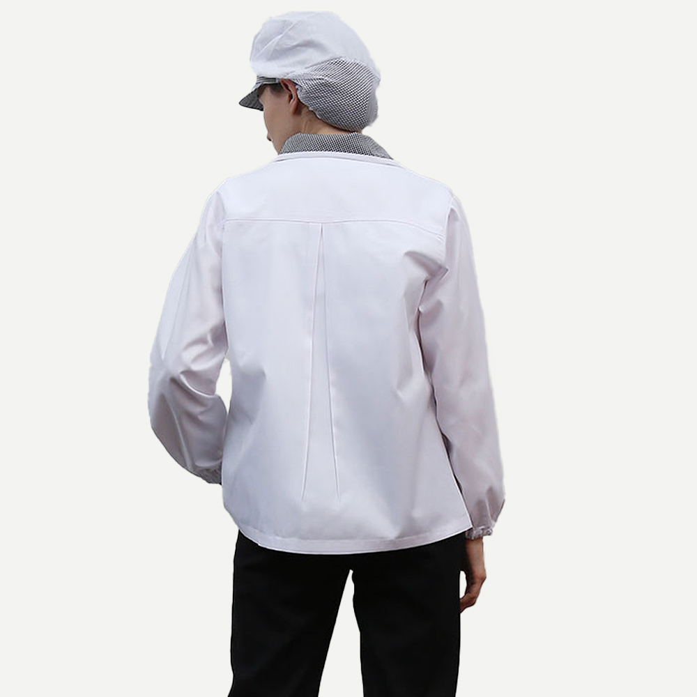 검정체크카라 긴팔위생복 식품회사 급식실위생복 위생가운 - 상세 이미지 4