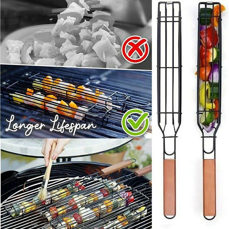 바베큐 스테인레스 그릴 도구 세트 야외 요리 캠핑용 집게 BBQ 바비큐 케이지 1개 - 상세 이미지 5