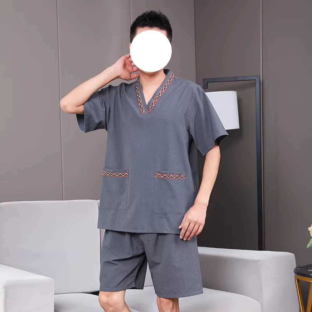 사우나 찜질복 찜질방 전용 부드러운 면 홈웨어 황토 그레이 남성 (M-3XL) - 상세 이미지 2