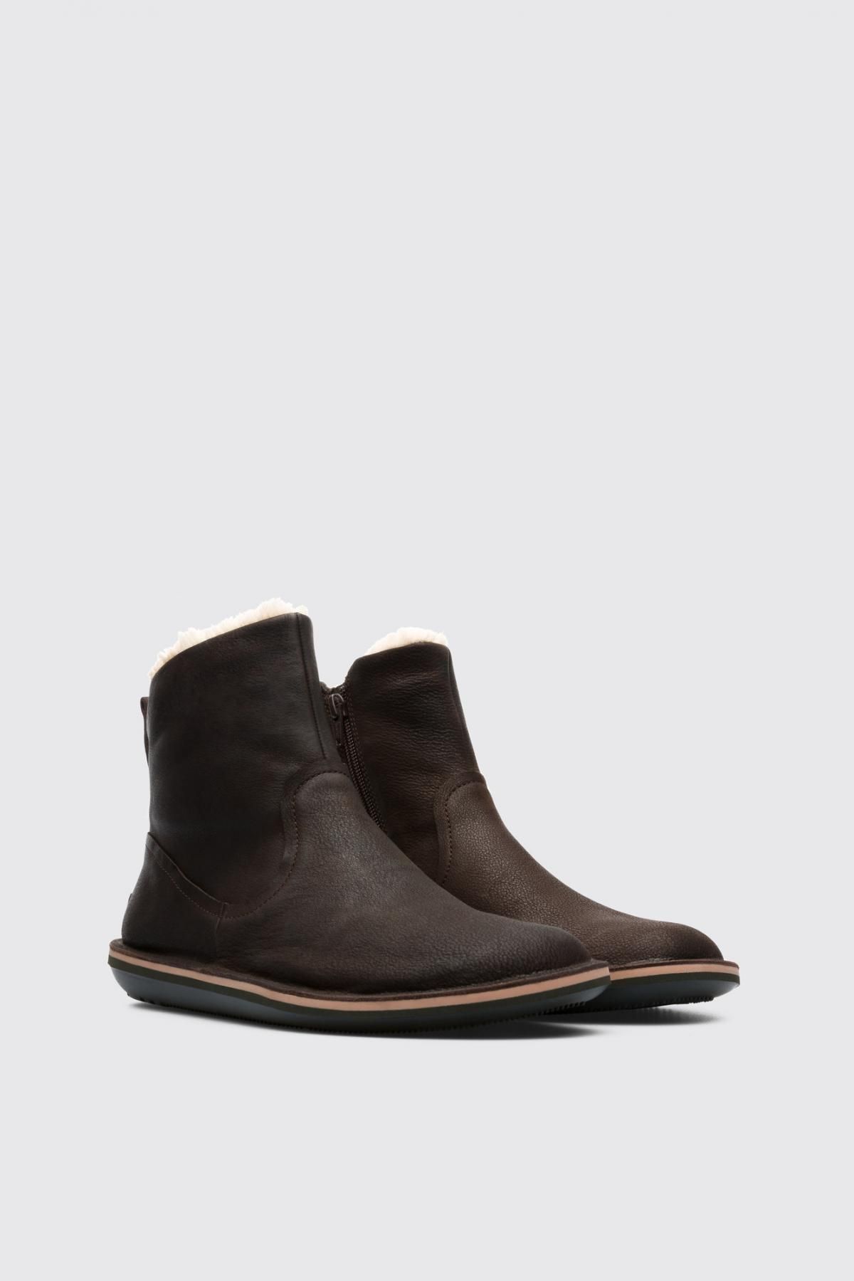 캠퍼 컴포트 가죽 여성 앵클부츠 Beetle K400292-004 BROWN - 상세 이미지 2