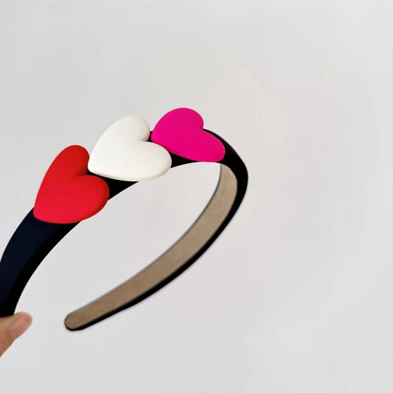 레인보우 하트 컬러 스펀지 헤어 악세사리 블랙 - 메인 이미지
