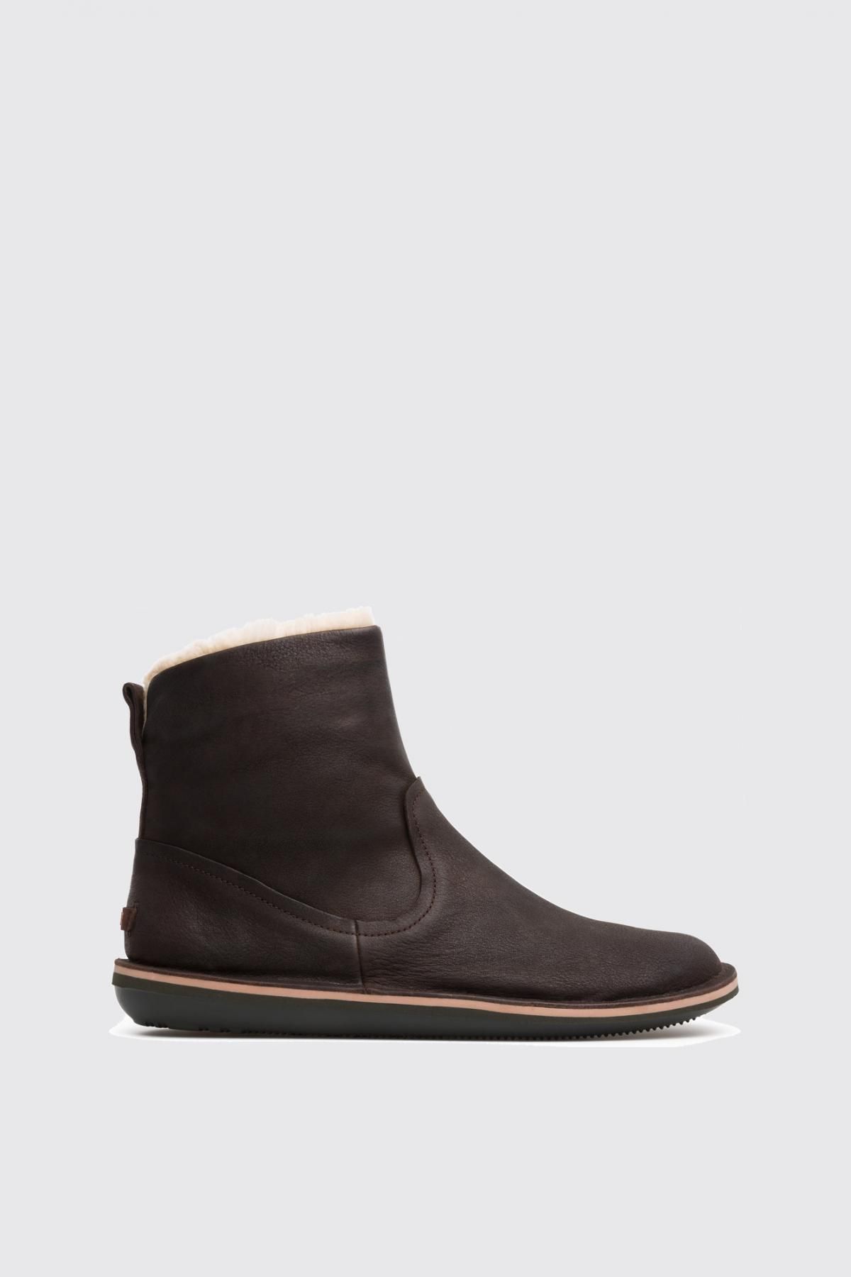 캠퍼 컴포트 가죽 여성 앵클부츠 Beetle K400292-004 BROWN - 상품 이미지