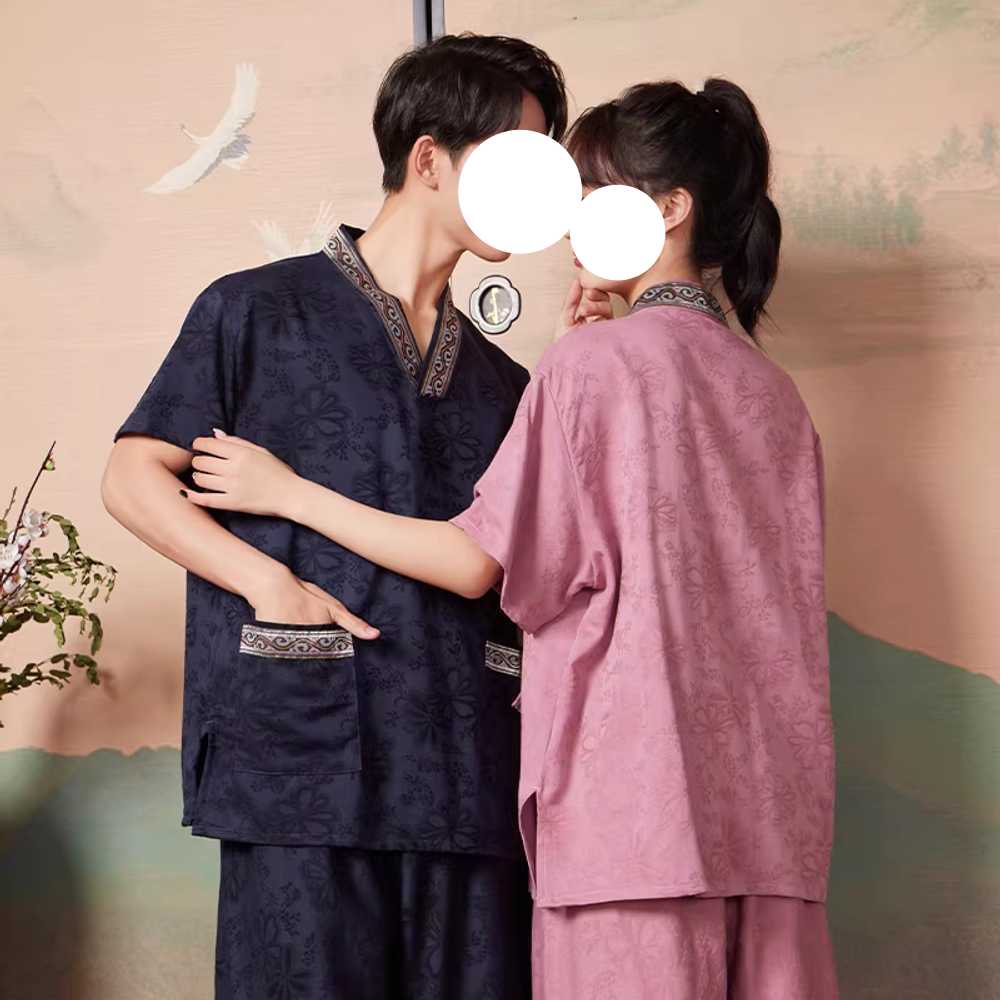 홈사우나 찜질복 땀순환 편안한 실내 휴식복 마사지 핑크 여성 반팔(XL-4XL) - 상세 이미지 3