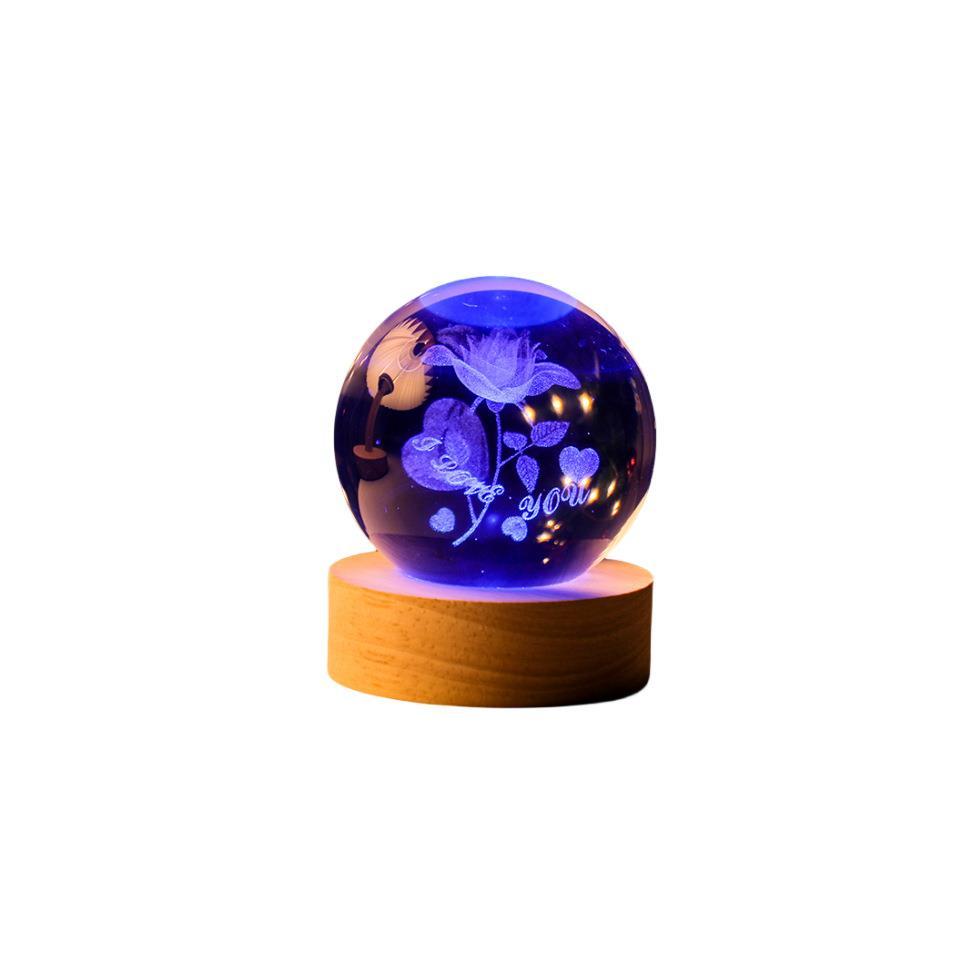 3D 도룡뇽 크리스탈 수정구 무드등 LED 장식 테이블 램프 게르틀 8cm 단일 볼 - 상세 이미지 5