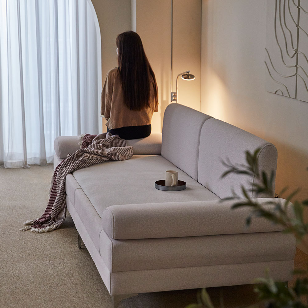 장인가구 비움 황토볼 온열 3인 패브릭 흙소파 +스프링보료