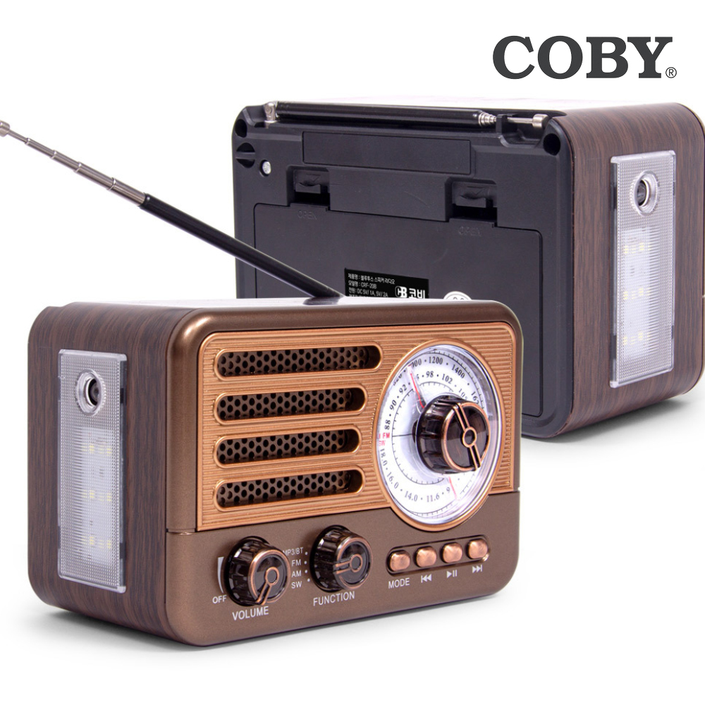 코비 COBY 레트로 클래식 블루투스 라디오 스피커 FM AM SW USB TF카드 LED CRF-20B 이미지 6