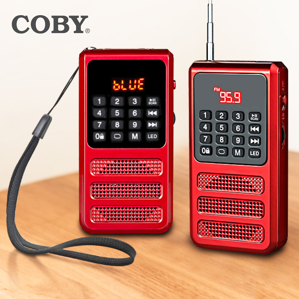 코비 COBY 휴대용 블루투스 효도라디오 FM 라디오 스피커 TF카드 LED HY0100 레드 - 상품 이미지