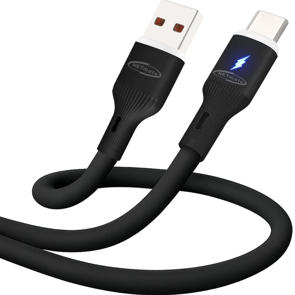 USB2.0 A to C 실리콘 케이블 2m PD 60W 블랙 - 상품 이미지