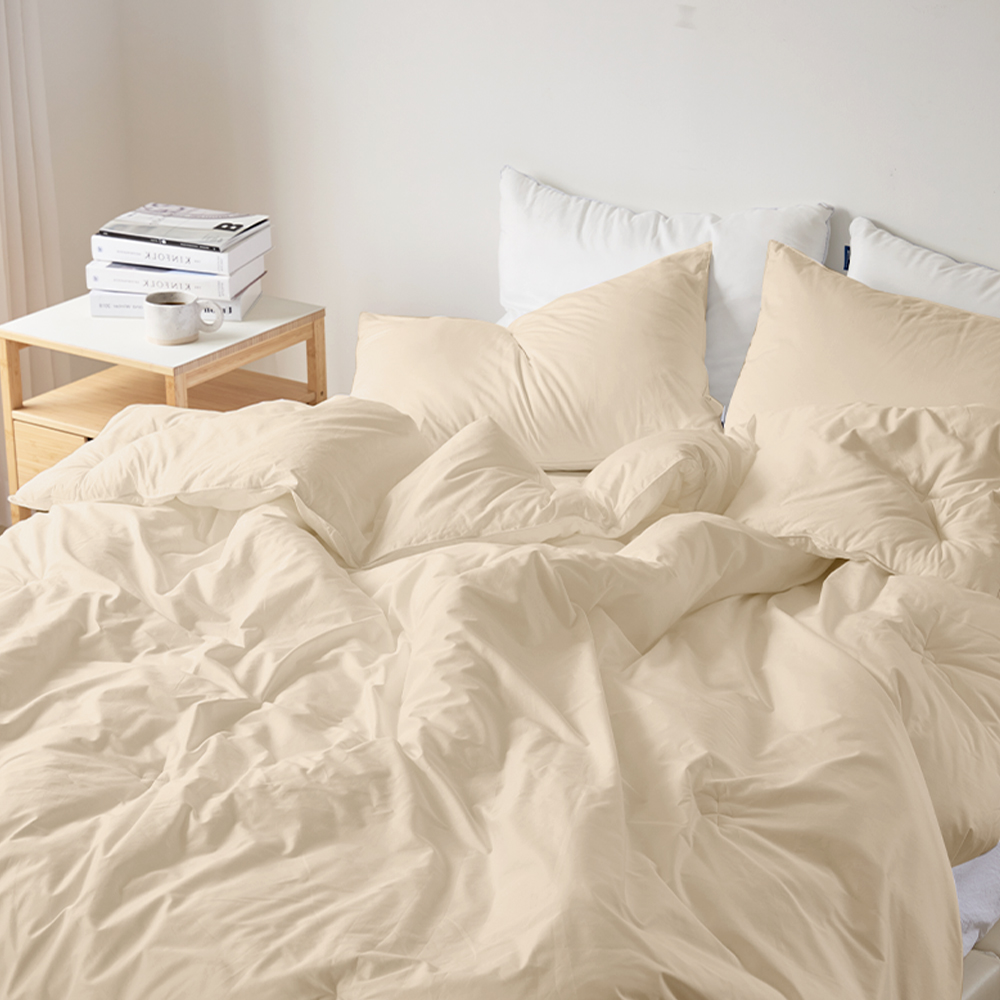 호텔 침구세트 사계절 광폭 60수 순면 패드 베개커버 이불 세트 크림피넛, 퀸/킹 (Q/K)