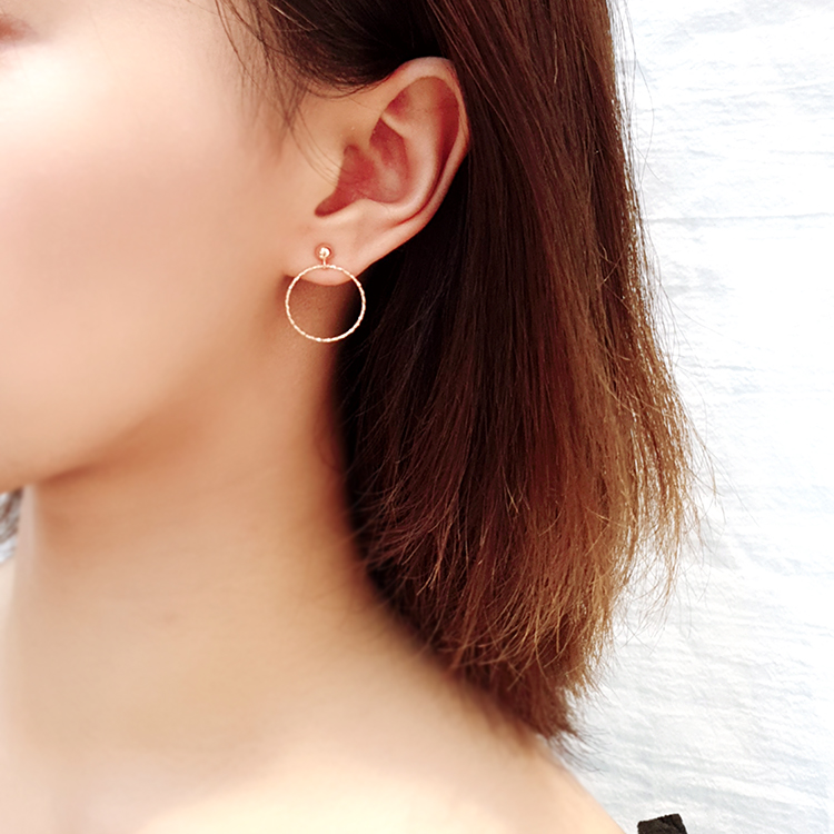 14k 컷팅 서클 볼 귀걸이 OPPE0015 - 상세 이미지 4