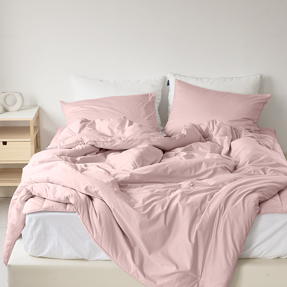 호텔 침구세트 사계절 광폭 60수 순면 패드 베개커버 이불 세트 베이비핑크, 퀸/킹 (Q/K)