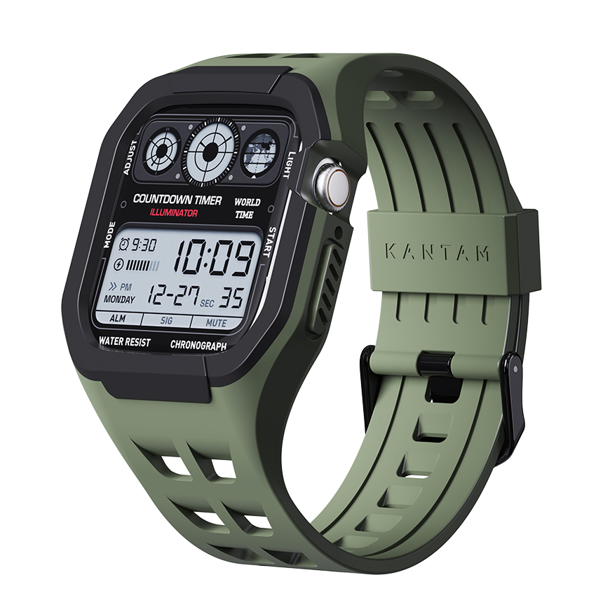 애플워치 스트랩 SE3 SE 9 8 지샥 일체형 밴드 시계줄 오닉스 44MM/45MM, 그린 - 상품 이미지