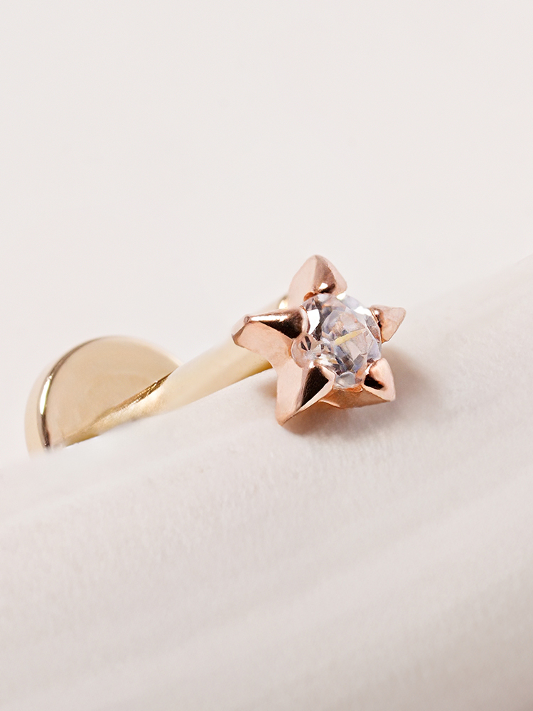 [0.8mm]14K 인터널 초미니 큐빅 별 라블렛 피어싱 귀걸이 - 상세 이미지 2