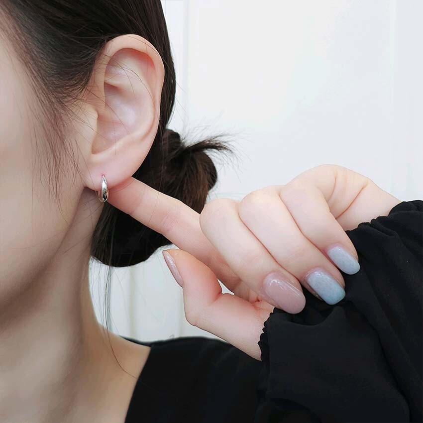 925실버 은 볼록물방울 원터치 링귀걸이 (소/대) - 상세 이미지 5