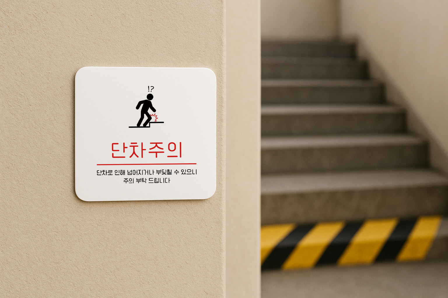 단차 주의 낙상 안내 안전 안내판 170 100x100 - 상세 이미지 2