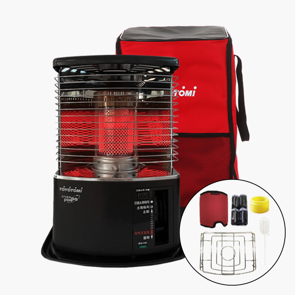 토요토미 반사식 난로 RS-H29 블랙 상부망 유리 보호대 가방 풀 세트