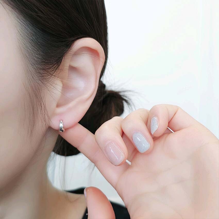 925실버 은 볼록물방울 원터치 링귀걸이 (소/대) - 상세 이미지 4