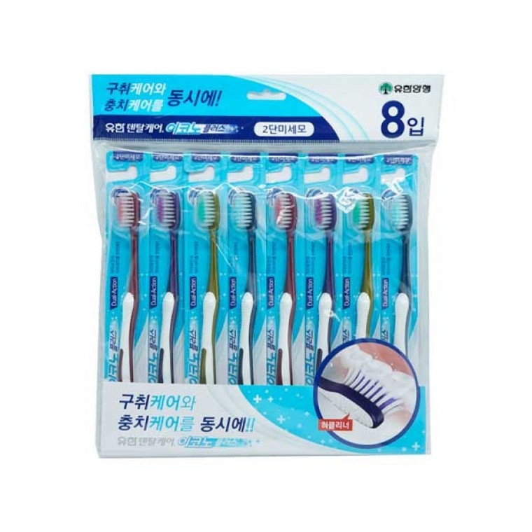 유한 덴탈칫솔 이코노플러스 8p 미세모 치석제거 - 상품 이미지