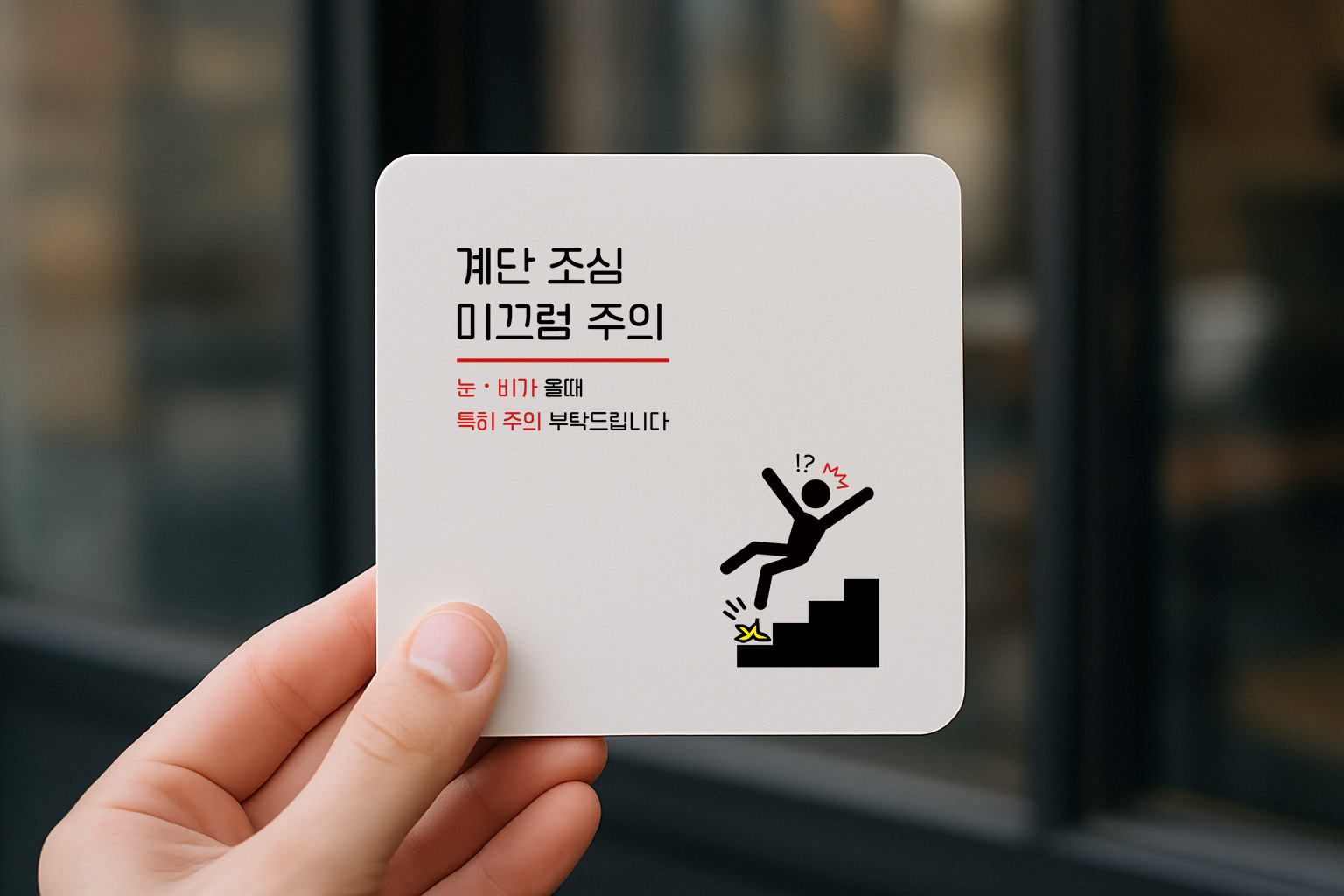 계단 조심 표지판 미끄럼 주의 안전 안내판 161 100x100 - 상품 이미지