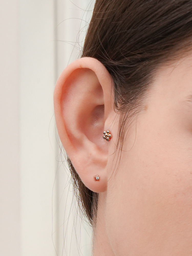 [0.8mm]14K 인터널 러블리 통통 꽃볼 라블렛 피어싱 귀걸이 이미지 7