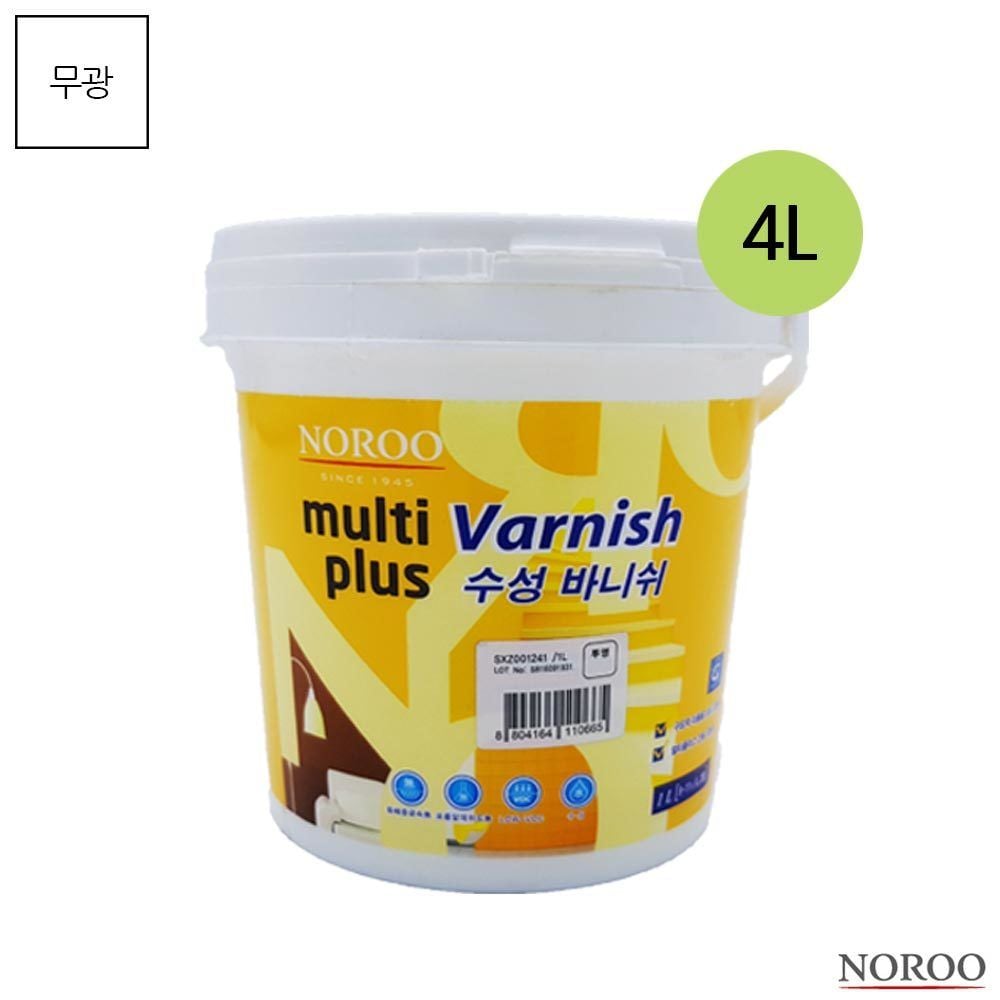멀티플러스 수성바니쉬 목재용 투명 무광 4L - 메인 이미지