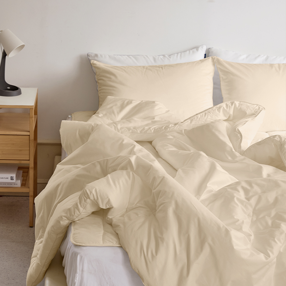 호텔 침구세트 사계절 광폭 60수 순면 패드 베개커버 이불 세트 크림피넛, 퀸/킹 (Q/K)