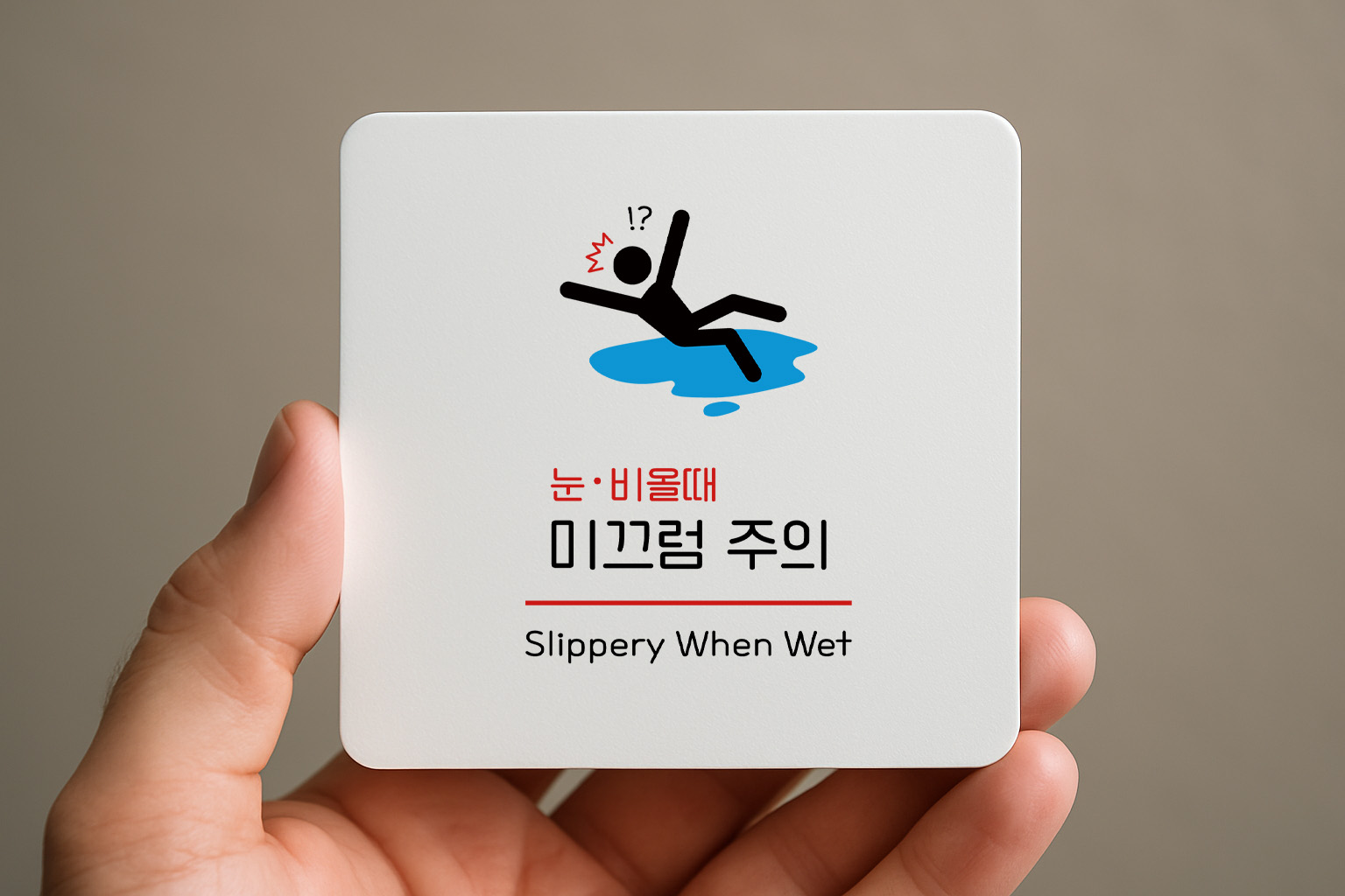 눈 비올때 미끄럼 주의 표지판 안내판 159 100x100 - 상품 이미지