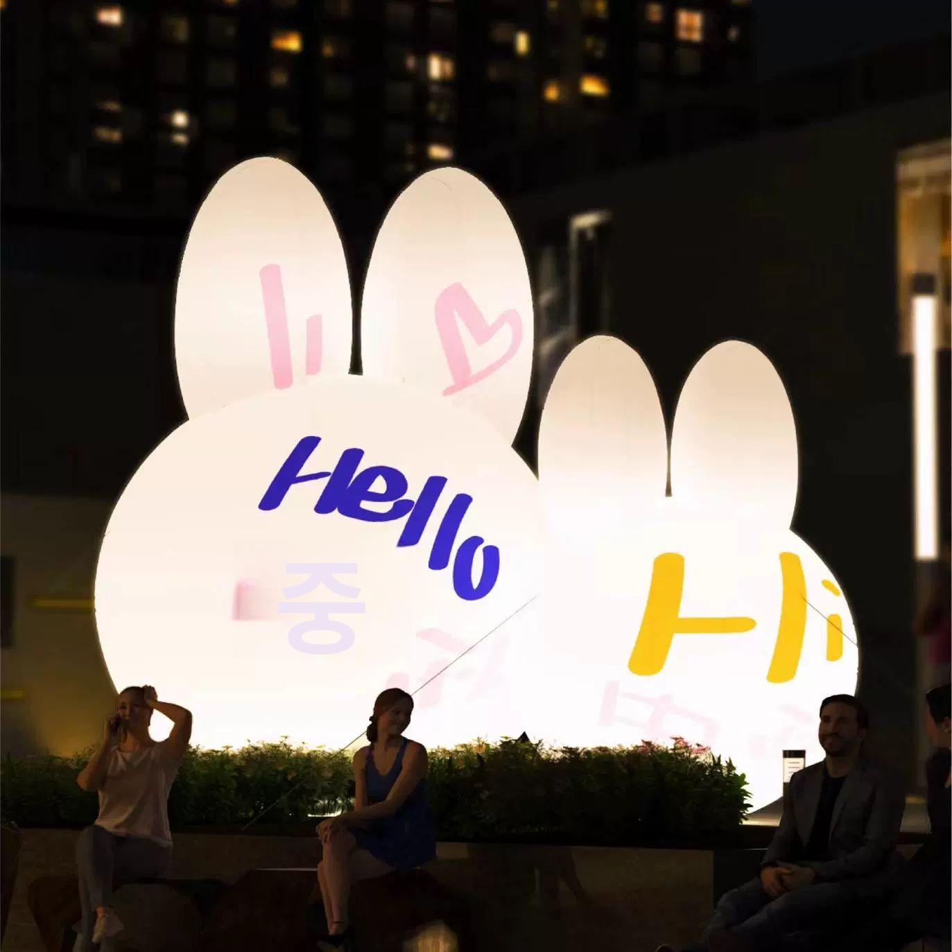 중추절 달 토끼 야광 발광 귀여운 인테리어 소품 2m 토끼 머리 단품 - 상세 이미지 2