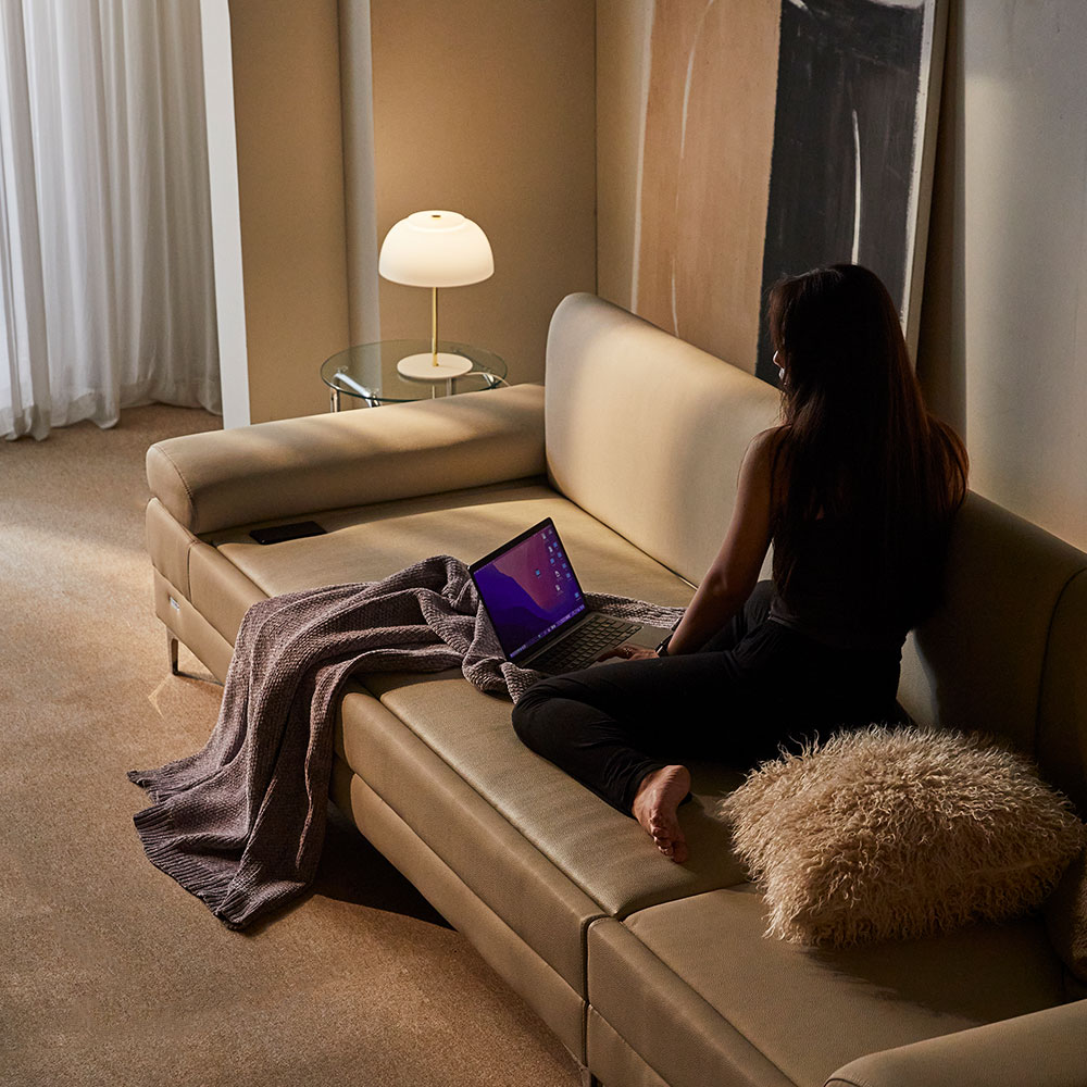 장인가구 비움 황토볼 온열 3인 패브릭 흙소파 +스프링보료