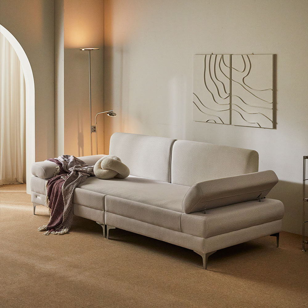 장인가구 비움 황토볼 온열 3인 패브릭 흙소파 +보료