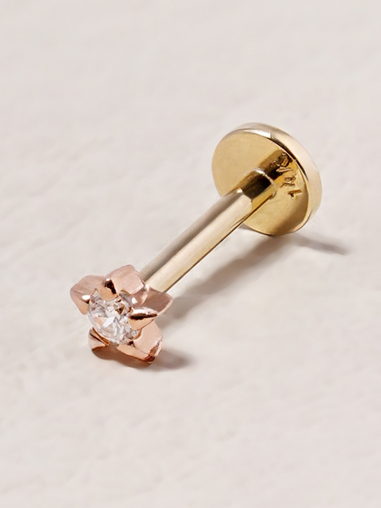 [0.8mm]14K 인터널 초미니 큐빅 별 라블렛 피어싱 귀걸이 - 상세 이미지 4