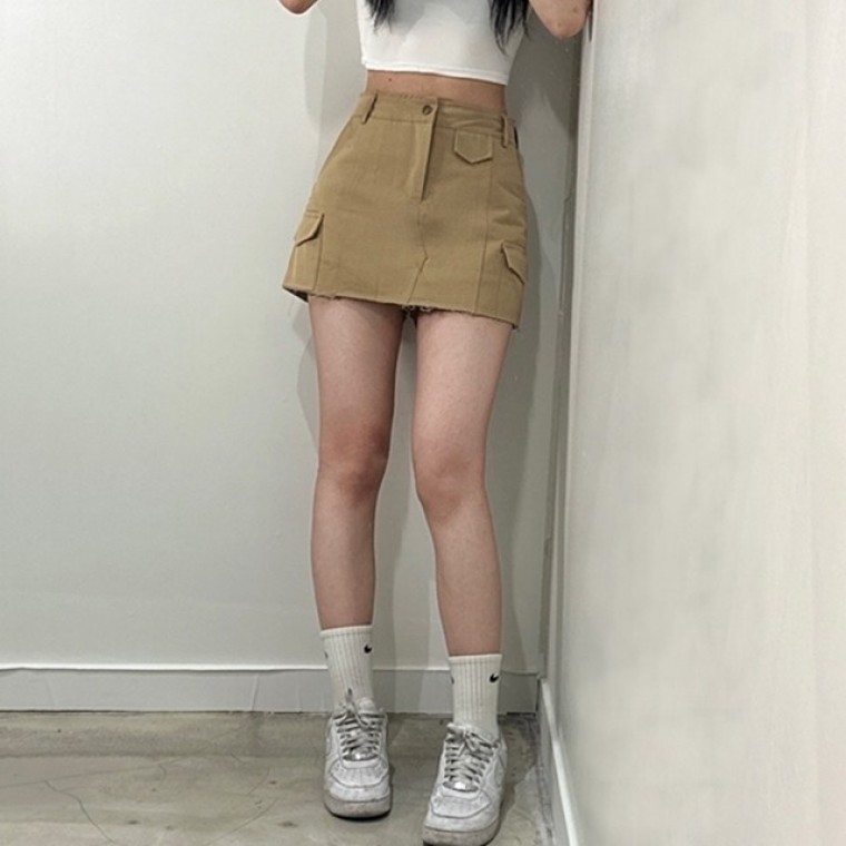 Y2K 카고 포켓 치마 바지 미니 짧은 숏 스커트 - 상품 이미지