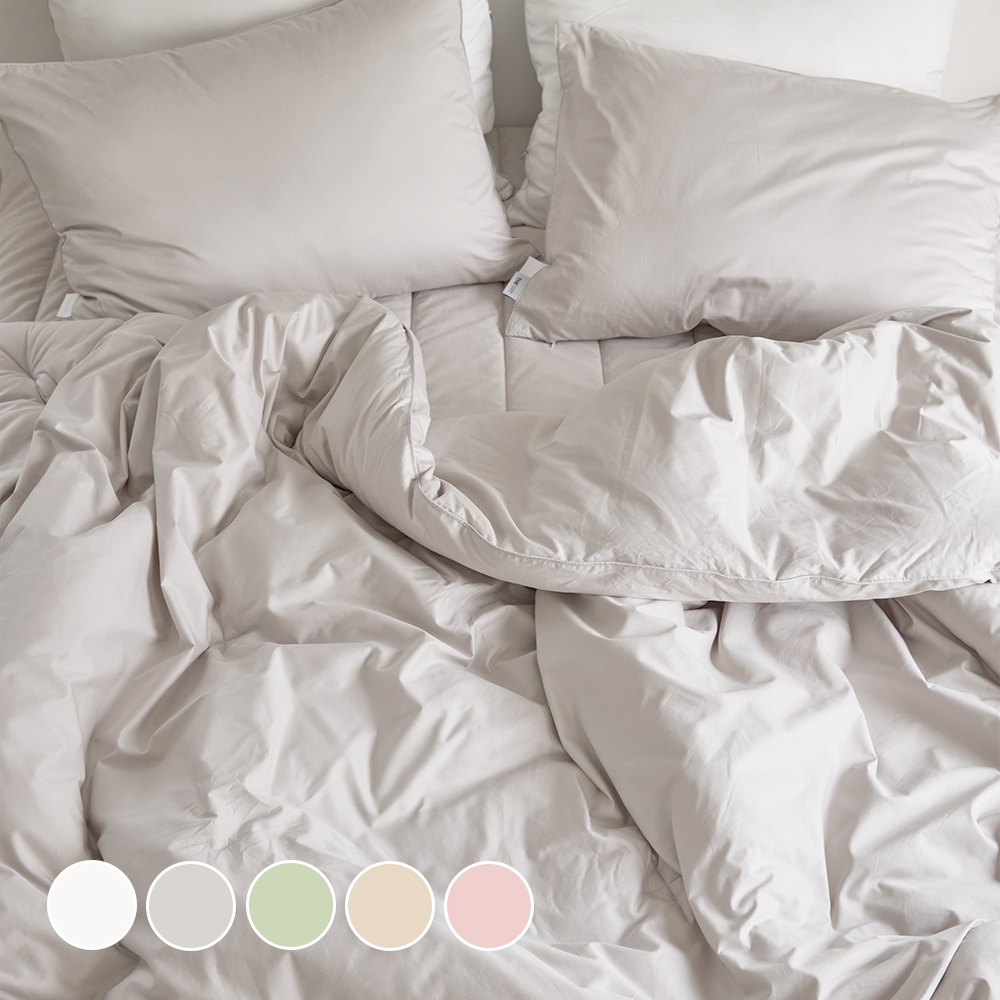 호텔 침구세트 사계절 광폭 60수 순면 패드 베개커버 이불 세트 연그레이, 라지킹/더블킹 (LK/KK)