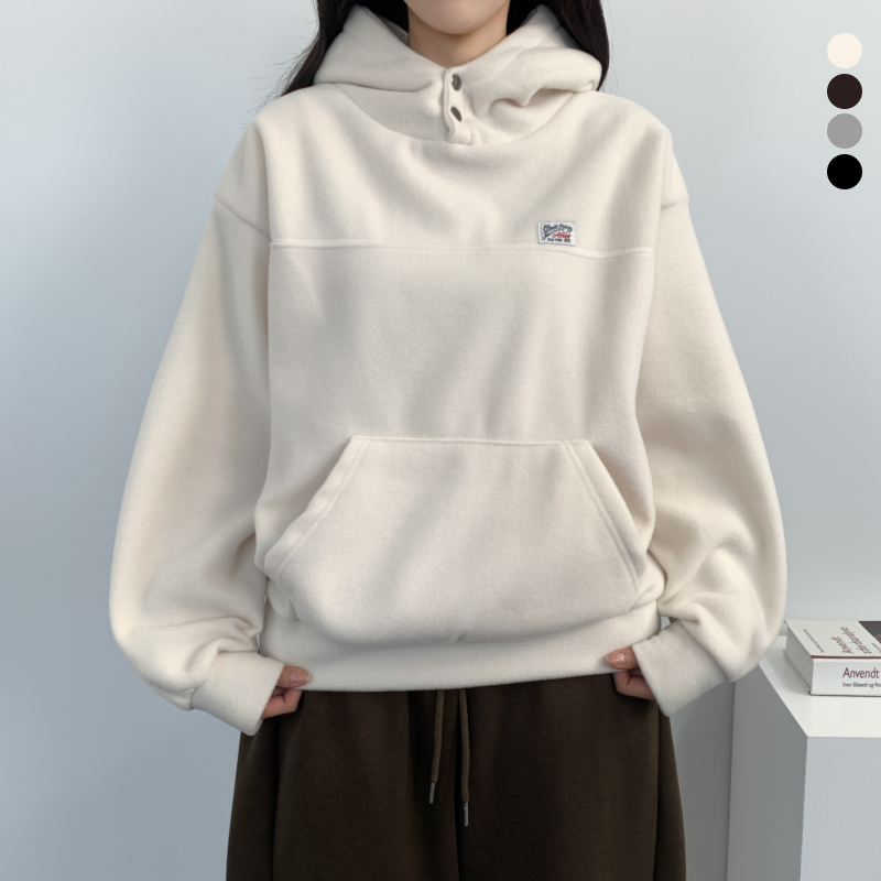 오버핏후드티 패치 터틀넥 기모티 - 상품 이미지