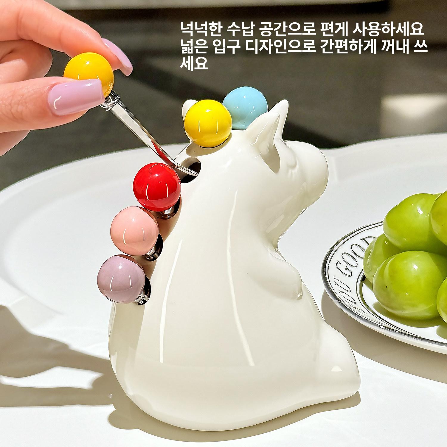 유니콘 과일 포크 세트 디저트 케이크 픽 테이블 장식 주방용품 시안 - 상세 이미지 3