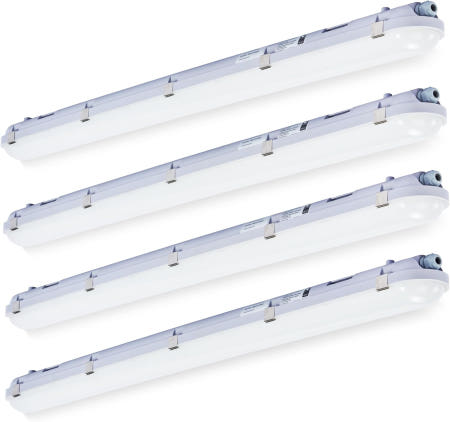 4FT LED 증기 타이트 조명 40W 4800 LMS 방지 조명기구(100W 동일) 5000K 실외 상점 0-10V 디밍 가능 100-277VAC IP65 조명으로 냉장 40W