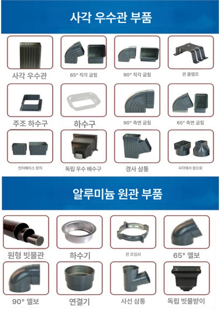 선홈통 물받이 지붕 엘보 배수관 빗물체인 거터 90x120 65도 엘보 - 상세 이미지 2