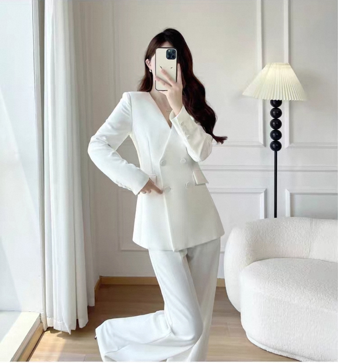 화이트 웨딩수트 투피 셀프웨딩 화보용 여성 정장세트 - 상세 이미지 2