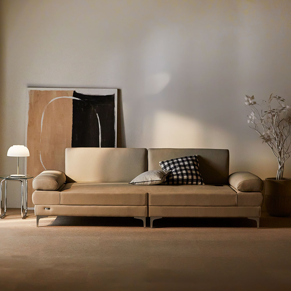 장인가구 비움 황토볼 온열 3인 가죽 흙소파 +스프링보료